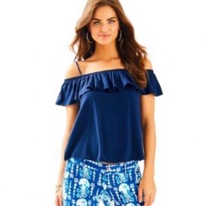 Lilly Pulitzer Tamiami Top, XXS, navy, NWT